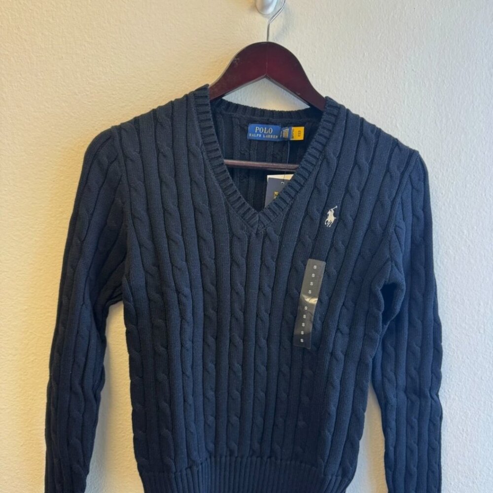 Polo Ralph Lauren Cable-Knit Cotton V-Neck Sweater - Picture 5 of 6